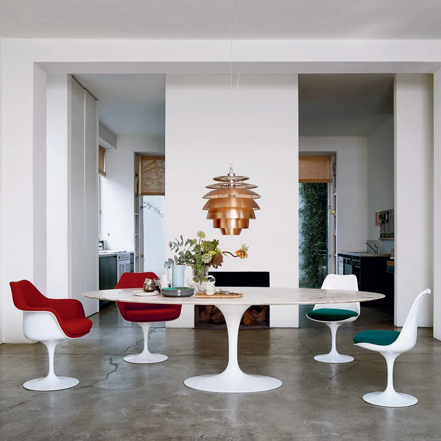 Table tulipe Knoll Saarinen plateau marbre Calacatta · Pedestal Collection 1956